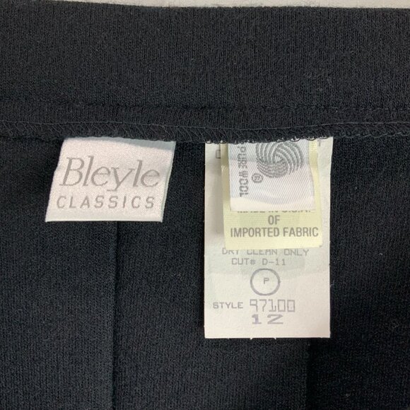 Bleyle Classics Solid Black Elastic Waist Mid WOOL Skirt Size 12 w/Pockets - Picture 3 of 5